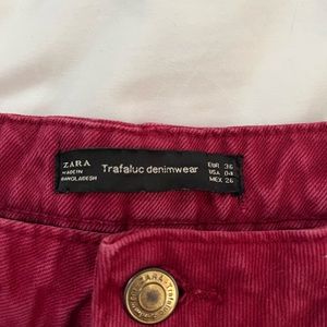ZARA high waisted burgundy boyfriend jeans